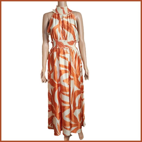 Melloday Maxi Halter Dress NWT XS Missing button, small tear - Picture 1 of 12